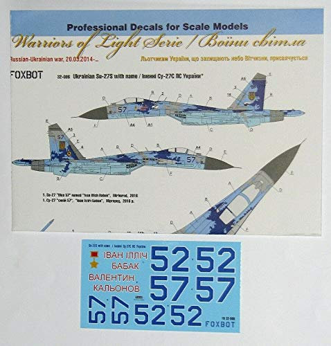 Aufkleber für SUKHOI SU-27 mit Namen Maßstab 1/32 FOXBOT 32-006