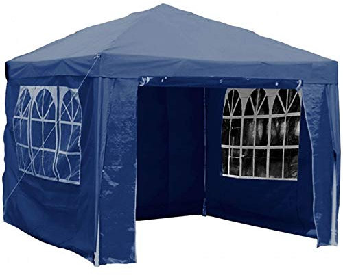 Gr8 Garden Gazebo with Sides Outdoor Waterproof Beach Party Festival Camping Tent Canopy Wedding Marquee Awning Shade 3mx3mx2.45m[Blue]