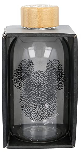 Stor DISNEY - Petite Bouteille en verre - Réutilisable MINNIE - Bouteille transportable 620 ml - couvercle en bambou