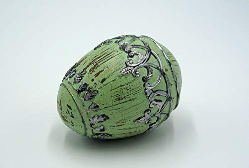 Werner Voss GmbH Deko Ei mit Verzierung in 3 Farben wählbar 9x12 cm (Grün)