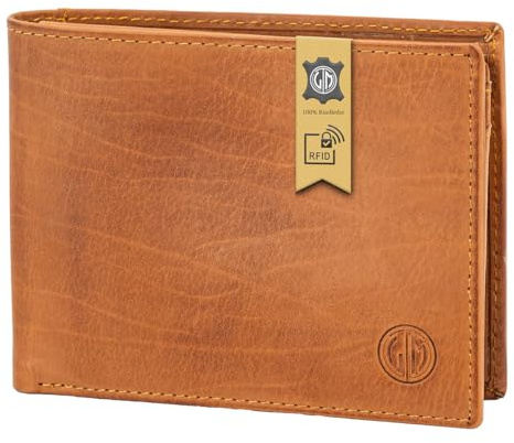 LINDENMANN Geldbörse Herren/Portemonnaie Herren Leder Geldbeutel cognac