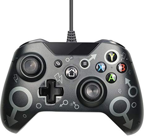 CHAW Controlador USB con Cable con Vibración Dual Controlador de Juegos con Joystick Compatible con X-Box One/One S/One X / P3 / Windows