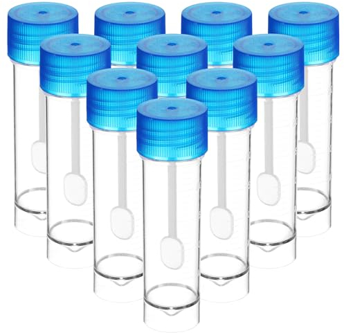 ULTECHNOVO Stool Cup Plastic Cup, 25-30ml Urine Sample/Specimen Bottle/Pot/Urine Sample Bottle with Screw Top Stool Container Test with Spoon Lid for Safe Pee, Stool