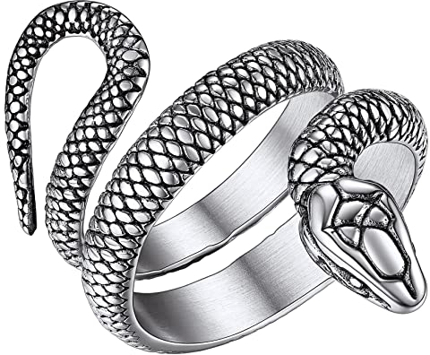 ChainsHouse Edelstahl Schlange Fingerring für Herren Männer Gothik Statement Ring Snake Fingerring mit Geschenkebox für Freunden Ehemann