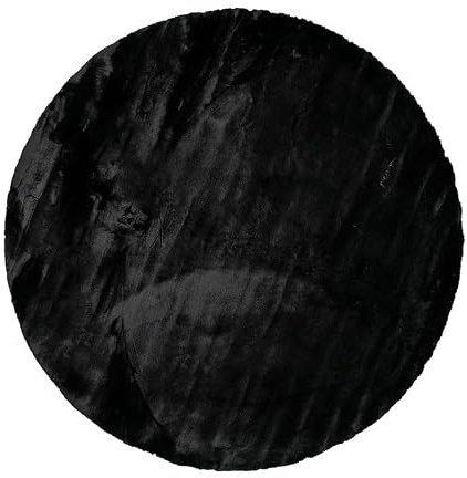 Hochflor Teppich Rund - Comfy Supreme Schwarz - Ø 230cm | Plain - Industrial - Living room - Fellteppich