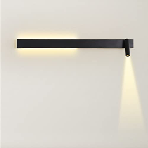LED Lange Wandleuchte Innen 60CM, Wandlampe Up Down Dimmbar Moderne Wandbeleuchtung Mit 3W Leselampen Drehenr 180°, 3000K-6000K 24W Wandlampen Aluminium, Für Schlafzimmer Wohnzimmer Arbeitszimmer