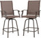 COSTWAY 2er Set drehbare Barhocker, Barstuhl Tresenhocker mit hoher Rückenlehne und Armlehnen, Sitzhöhe 74 cm, Allwetter-Barstühle für Outdoor Garten, Pool, Balkon (Braun)