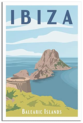 Spanien Ibiza Vintage Reiseposter Leinwand Kunst Poster Geschenk Wanddekoration Malerei Poster Dekorative Poster