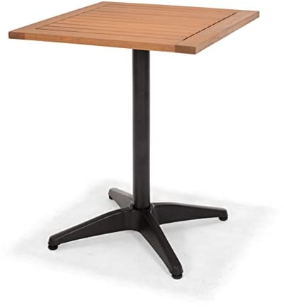 METRO Professional Outdoor Bistrotisch Lynx, Aluminium/Eukalyptusholz, 60 x 60 cm, Wetterbeständig, Quadratisch, Natur/Schwarz