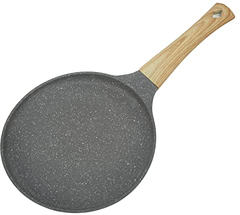 Padella Per Friggere, Padella Per Pancake a Fondo Piatto, Lega di Alluminio Antiaderente Per Frittata, Fornello a Gas a Induzione, Padella in Pietra con Manico Per Crepes, Pancake(28cm)