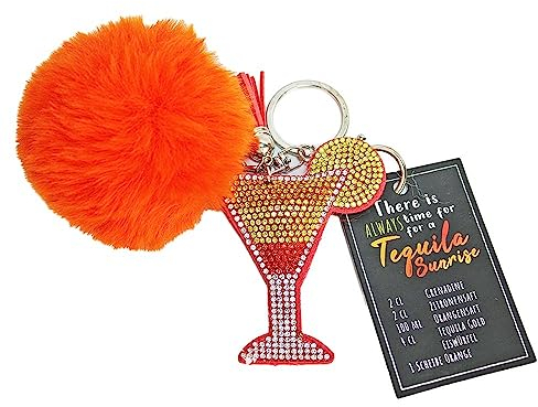 BEMIRO Cocktailglas Schlüsselanhänger mit Cocktailrezept, Cocktail Schlüsselanhänger, Taschen Anhänger