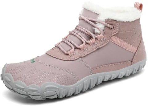 SAGUARO Winterschuhe Damen Gefüttert Warm Barfußschuhe Herren Schneestiefel Männer Barfuss Schuhe Outdoor Wasserdicht rutschfeste Rosa 38