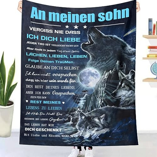 UOOYAA Decke Geschenk für Sohn Von Mama, Kuscheldecke Flauschige An Meinen Sohn Von Mama, Brief Decken Geschenke Für Weihnachten Geburtstag Graduierung,18 Geburtstag Junge