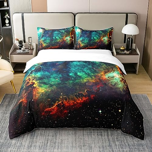 richhome 135x200 Bettbezug Galaxy 100% Bettwäsche Set aus Reiner Baumwolle Starry Sky Outer Space Mystical Bettwäsche Set Bohemia Exotic Trippy Comforter Cover