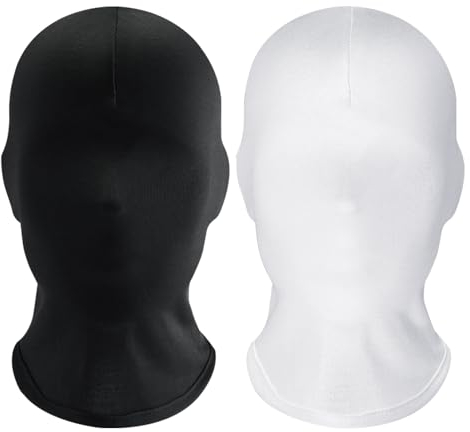SKHAOVS 2 Stück Vollgesichtsmaske Halloween, Spandex Kopfmaske Gesichtslose Maske, Schwarze Unisex Maske für Party Kostüm Cosplay