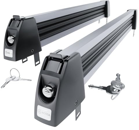 Mossa Portaesquís para portaequipajes de Techo - Plata- para 3 Pares de esquís o 2 Tablas de Snowboard