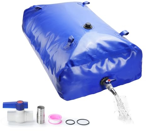 oumuik Réservoir d'eau pour brouette I Sac à eau mobile d'extérieur avec valve de sortie et tapis antidérapant I Bouteille d'eau pliable en PVC extra résistant I Réutilisable 350 l
