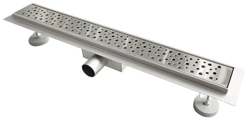 Aica Sanitarios Desagüe Lineal de 60cm de Rejilla Burbuja, canaleta de Ducha Rectangular de Suelo de Acero Inoxidable Cepillado 304 para baño y Cocina (60cm, Burbuja)