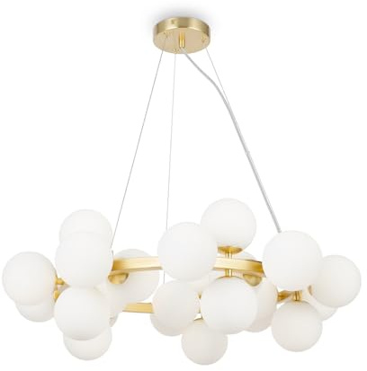 MAYTONI DALLAS Pendelleuchte – Hängelampe Gold 25-flammig – Moderne Deckenlampe für Wohnzimmer, Esszimmer, Küche – Deckenlampe Glaskugeln – G9, 28 W