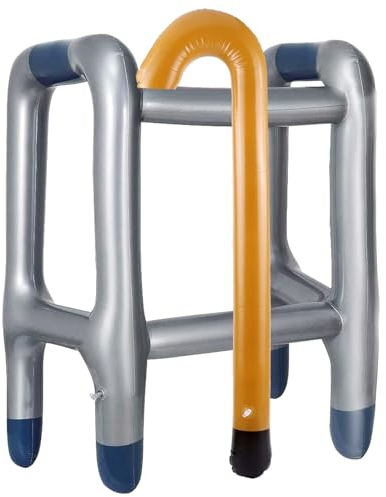 KIKVTER Aufblasbare Gehhilfe und Aufblasbarer Spazierstock, 2 Stück Aufblasbarer Rollator für Ihr Kostüm als Oma oder Opa zum Karneval Fasching, Geschenk für Karneval Fasching Geburtstag Cosplay