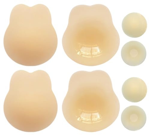 2 Paia Reggiseni Adesivi,Invisibile Reggiseno Adesivo Push Up in Silicone Ultrasottile per Donna, Reggiseno in Riutilizzabile per Seni,Reggiseno Senza Spalline Reggiseni Adesivi (Beige, DD/E)