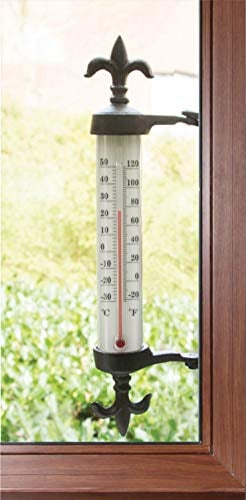 Fensterrahmen Thermometer aus Gusseisen, drehbar zum präzisen ablesen