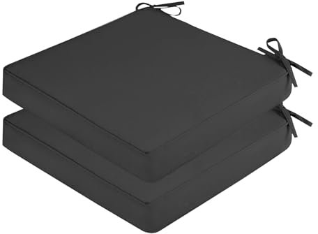 SK Studio 2er Set Stuhlkissen Outdoor wasserdicht Polsterauflage Stuhlauflage Kissen Sitzkissen Bezug abnehmbar mit Eckbändern Dunkelgrau, 50x50x5cm