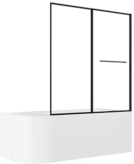 Vente-unique-Duschbadewanne mit schiebbarer Duschtrennwand - Weiß - 240 L - Ecke rechts - ANIKA