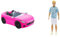 Barbie HBT92 - Cabrio-Fahrzeug, pink mit rollenden Rädern und realistischen Details & Ken Fashionistas Puppe - T-Shirt mit Kaktus- und Palmenaufdruck