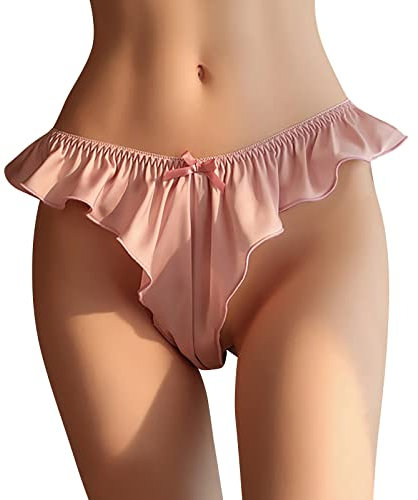 Generisch Sous-vêtement fonctionnel pour femme avec volants - Tanga - Culotte de plage - Maillot de bain sexy, Rose, taille unique
