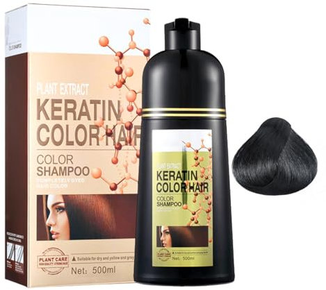 Champú Para Color De Cabello - Tinte Natural 6 En 1 Que Cubre Las Canas, De Larga Duración Para Hombres Y Mujeres - 500 ML