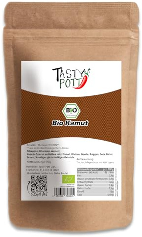 Tasty Pott Bio Kamut | Khorasan Weizen | Weizenkörner | Vegane Küche | Getreidekorn | Weizensorte | Eiweißreich | Im Beutel 1000g