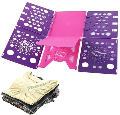 SUQ T Shirt Chemise de Planche Pliante, Modèle Spécial, Planche Pliante pour VêTements, Planche à Plier, Plastique, de vêtements Facile et Rapide pour Les Enfants et Les Adultes (Poudre violette)