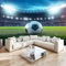 Herbe Verte Papier Peint 3D Panoramique Stade De Football Tapisserie Mural Moderne Fresque, Poster Geant Mural, Pour Salon Chambre Fond Tv Style Déco 350 X 256 Cm