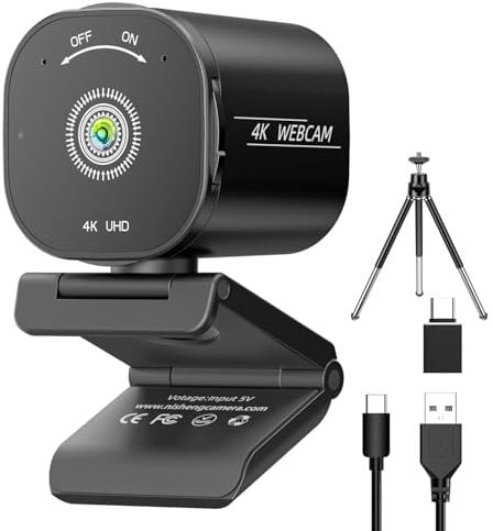 Holyask Cámara web 4K para PC y portátil, Ultra 4K HD, enfoque automático, micrófonos duales con cancelación de ruido, cubierta de privacidad, USB Plug & Play, cámara de transmisión de gran angular