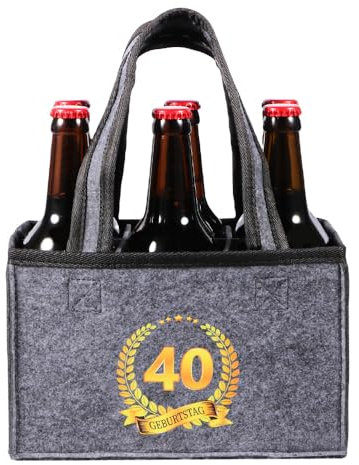 Geschenk Zum 40 Geburtstag Mann, Flaschenträger 6 Flaschen, 40 Geburtstag Männer Flaschentasche 6 Flaschen, Geschenk 40 Geburtstag Mann, Männerhandtasche Bier für 40 Jahre Alten Vater, Ehemann