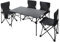 Wicoanox Set tavolo e sedie da picnic per esterni, set multiuso con 4 sedie, tavolo pieghevole e portatile, per barbecue, picnic, giardino, ufficio, nero