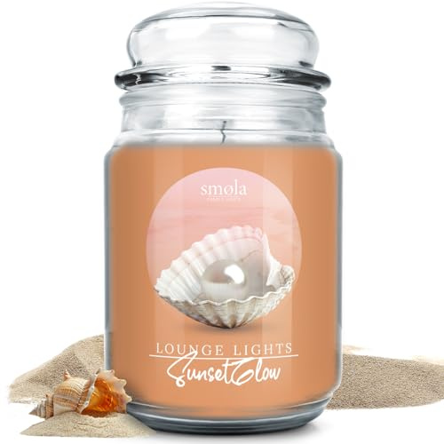 smøla Große Duftkerze im Glas I Sunset Glow 625ml - Kerze I bis zu 140 Stunden Brenndauer I vegane Sojawachs-Kerze I perfekte Geschenkidee