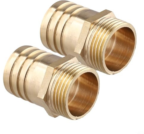 Schlauchadapter aus Messing mit Außengewinde für BSP-Gewinde für Wasser- und Kraftstoffleitungen, 2 Stück (2,5 cm männlich x 32 mm)