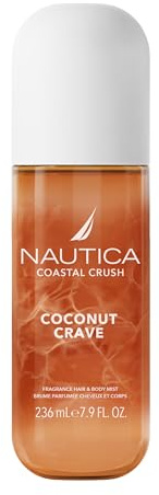 Nautica, Acqua profumata per il corpo Coastal Crush Coconut Crave, Acqua profumata femminile per corpo e capelli dal profumo gourmand oceanico floreale, 236ml