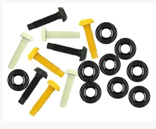 18 pcs Number Plate Bolts & Nuts – Mixed Colour Numer Plate Fixing Kit (Yellow, Black, White) – Rust-Free, Universal Fit, Number Plate Screws for Car Motorcycle Van Licence Plates