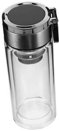 CATIEBYE Double-Layer Glass Teacup Handle Glass Tea Tumbler Infuser for Tea Brewing for Office and Outdoor Adventures