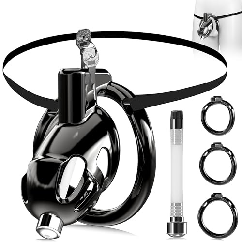 Ohi BoBi Sun Metall Keuschheitskäfig Cock Cage Sex Spielzeug für Männer | Peniskäfig Hohldesign Chastity Cage mit 3 Größen Penisringe & 1 Keuschheitsgürtel,Penis Käfig SM Fetisch Extrem Penis Bondage