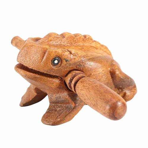 Lwuey Hölz Guiro Frosch mit Schlägel, Thailand Percussion Musikinstrument | 10.6 cm Klangfrosch Ideal für Musikunterricht Percussion Spielzeug Praktisches Musik Deko Objekt Mit Included Schlägel