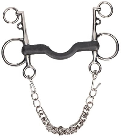 NUMNBE Imboccatura Cavallo in Acciaio Inox con Rivestimento in Gomma, 127mm - e antiruggine, Morbida Pressione distribuita, Ideale per Il Controllo Confortevole del Cavallo (135 mm)