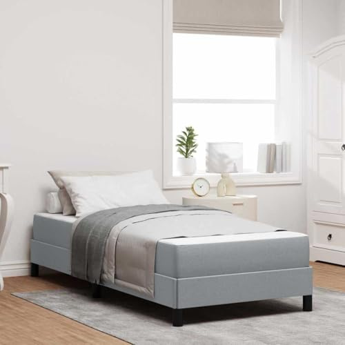Amorsee Boxspringbett 90 x 200 cm - Bett mit Matratze - Polsterbett 90 x 200 cm mit Matratze - Bett mit Matratze und Lattenrost Einzelbett Jugendbett Hellgrau Type-2