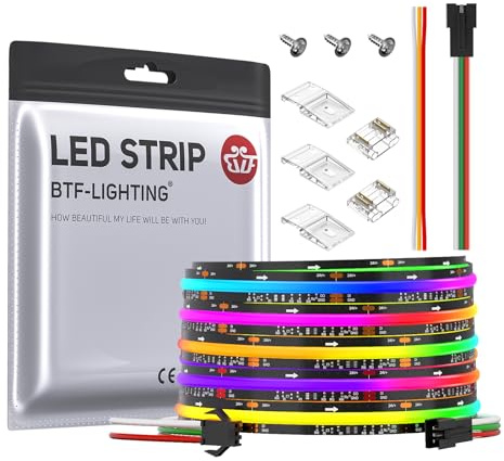 BTF-LIGHTING COB RGB IC Schwarze PCB LED-Streifen 5M 720LEDs/m DC24V IP30 | FCOB SPI RGB Flexible Hohe Dichte WS2811 IC LED Strip Chasing Farbe DIY Dekoration(Nicht inhalt Controller&Netzteil)