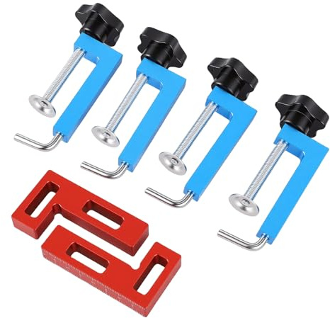 YWBL-WH Jeu de Serre-joints D'angle en Alliage D'aluminium avec 2 équerres de Positionnement et 4 Serre-joints pour L'assemblage de Meubles en Bois