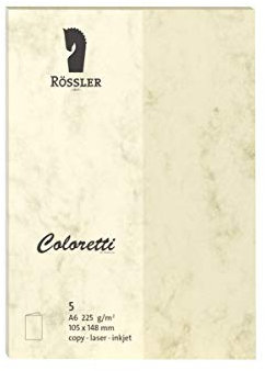 Rössler 220706506 - Coloretti Karten, 220 g/m², DIN A6 hd, chamois marmora, 5 Stück