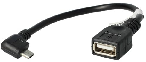 vhbw Adaptador OTG Compatible con Encore WT8-A-102 Dispositivos móviles - Cable de Micro-USB a USB (Hembra), ángulo 90°, Negro